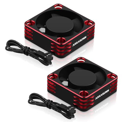 2Pack RC Car Motor Cooling Fan Heatsink 28000RPM Brushless ESC Cooling Fan | RC Cooling Fan for RC Car 1/8 1/10 540 550 Motor (Black+Red) - color: Black Red 2Pack