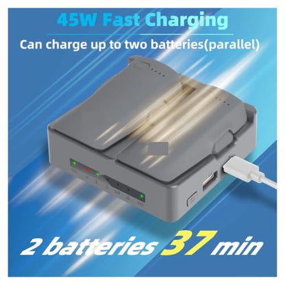 Quick Charger, Compatible with DJI, NEO 2 Battery | Dual-channel charger, fast charging, USB-C to USB-C cable, indicator light