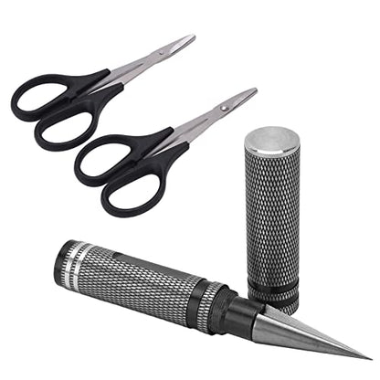 0-14mm RC Body Reamer Hole Puncher with Sleeve & Curved Scissors Tool Drills Set for RC Body Shell (Black) - color: Black