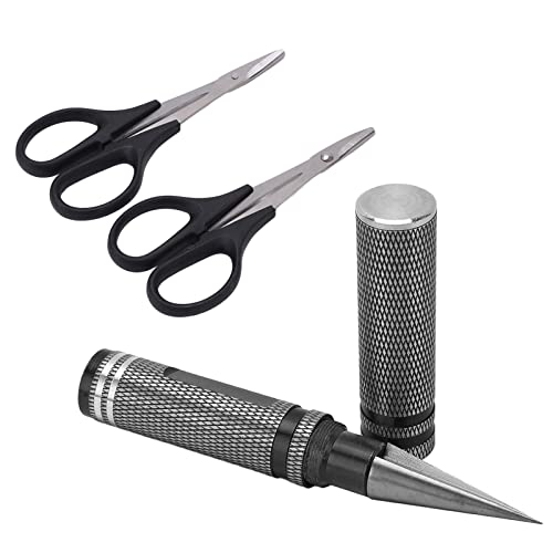 0-14mm RC Body Reamer Hole Puncher with Sleeve & Curved Scissors Tool Drills Set for RC Body Shell (Black) - color: Black