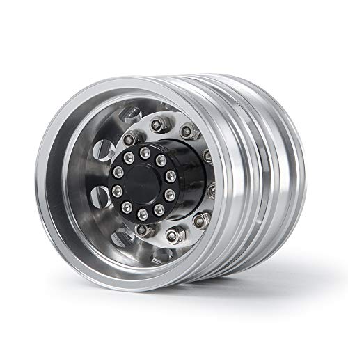 QUE-T 4pcs Aluminum Rear Wheel Hubs Rims for 1/14 Tamiya Tractor Climbing Trailer RC Car Upgrade Parts