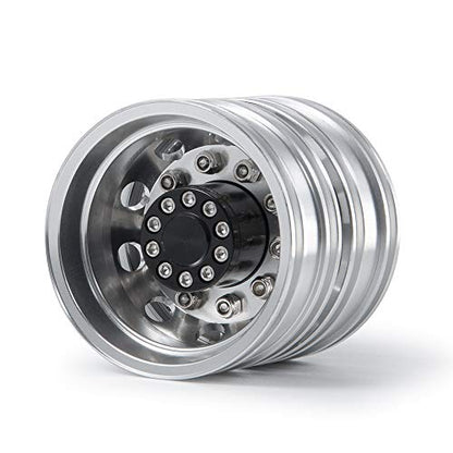 QUE-T 4pcs Aluminum Rear Wheel Hubs Rims for 1/14 Tamiya Tractor Climbing Trailer RC Car Upgrade Parts