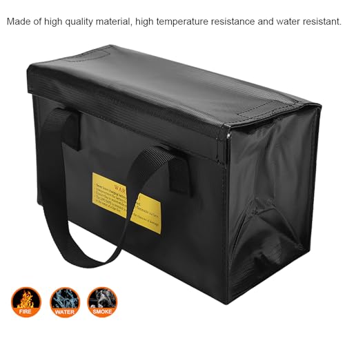 Lipo Safe Bag, Fireproof Explosionproof Lipo Battery Safe Bag, Large Space Lipo Battery Storage Guard Safe Pouch for Charge & Storage(Black)
