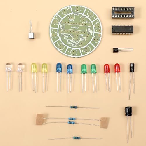 2 Sets Solder Practice Kit CD4017 Electronic Lucky Wheel DIY Soldering Kits LED Light Circuit Board Fun Probability Game to Learn and Training