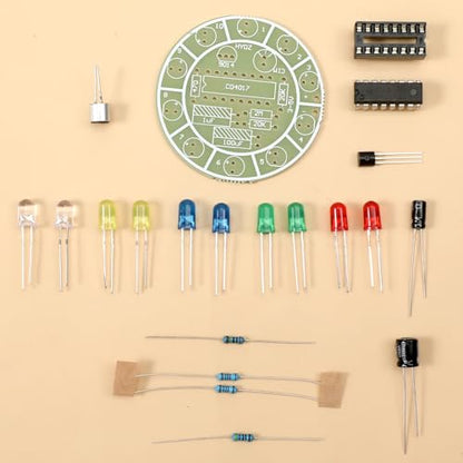2 Sets Solder Practice Kit CD4017 Electronic Lucky Wheel DIY Soldering Kits LED Light Circuit Board Fun Probability Game to Learn and Training