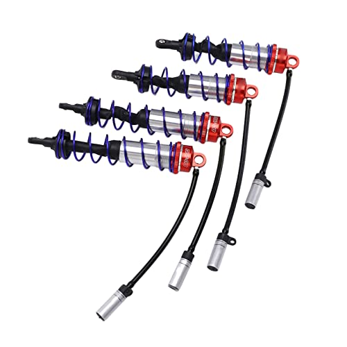 RC Damper, Aluminum Alloy Oil Adjustable with High Elasticity Spring, RC Shock Absorber, 4PCS Set for 1/8 Scale Off-Road RC Crawler Truck Truggy Enthusiasts - color: Red