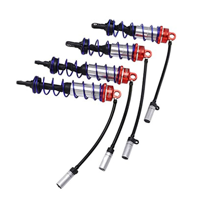 RC Damper, Aluminum Alloy Oil Adjustable with High Elasticity Spring, RC Shock Absorber, 4PCS Set for 1/8 Scale Off-Road RC Crawler Truck Truggy Enthusiasts - color: Red