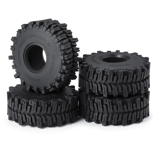 MOHERO 4Pcs 1.1 Tires - 64mm All Terrain Soft Sticky Tires for 1/18 TRX4M 1/24 SCX24 RC Crawlers Car Upgrade Parts(Style B) - color: Style B
