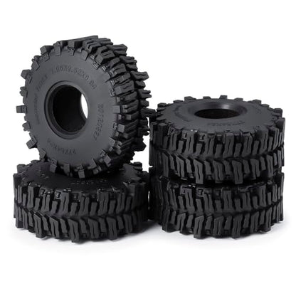 MOHERO 4Pcs 1.1 Tires - 64mm All Terrain Soft Sticky Tires for 1/18 TRX4M 1/24 SCX24 RC Crawlers Car Upgrade Parts(Style B) - color: Style B