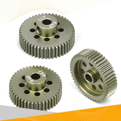 64P Pinion Gear 3.175mm Shaft 7075 Aluminum Alloy Motor Gears,0.6 Metric Pitch 45 46 47T with 1/8 Hole Pinion Gear Compatible with 1/10 Arrma HPI Kyosho Losi Axial Traxxas Tamiya RC Car - size: 45 46 47T