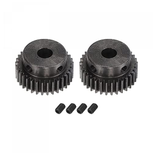 uxcell 1Mod 33T Pinion Gear 8mm Bore Hardened Steel Motor Rack Spur Gear with Step for RC Car Truck Buggy Gear Drive, 2 Set