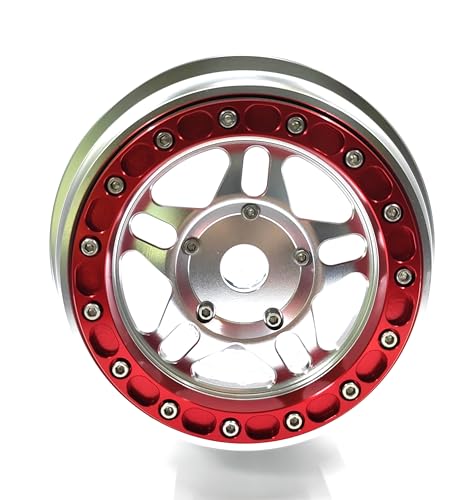 CNC aluminum bead lock wheel For LOSI Super Baja Rey 2.0 1/6 1pcs (silver+red) - color: silver+red
