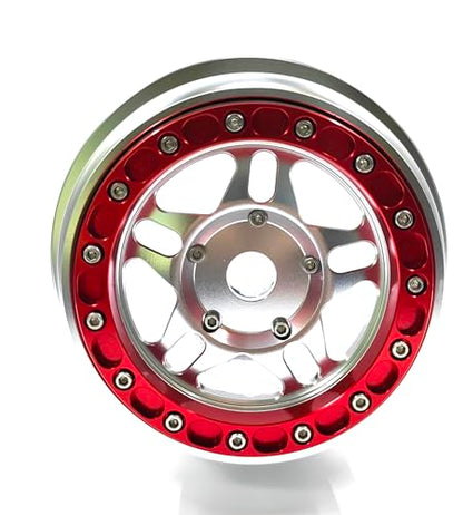 CNC aluminum bead lock wheel For LOSI Super Baja Rey 2.0 1/6 1pcs (silver+red) - color: silver+red