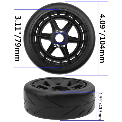 ShareGoo RC 1/8 Buggy Tires OD 4.09" Street Tires w/Plastic Wheel Rims 17mm Hex Compatible with Arrma 1/8 Typhon Talion Redcat Losi HPI HSP Kyosho 1/8 RC On Road Racing Car (6-Spoke) - color: 6-spoke