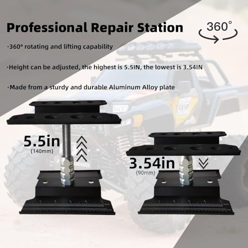 AYNEFY Rc Car Work Stand,Aluminum 360 Degree Rotation RC Car Maintenance Workstation Repair Table RC Car Display Bracket for Off Road Vehicle Shipping Drafting Tables(Black) - color: Black