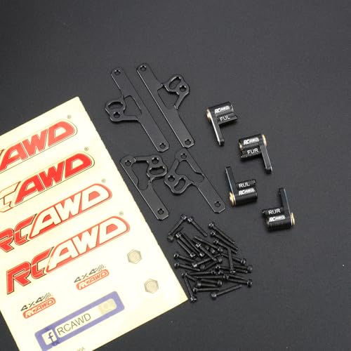 RCAWD SCX24 Shock Flex Blades Extended Travel Adjustable Shocks Mount Suspension Upgrade for AXIAL SCX24 Upgrades 1/24 RC Crawler Black - color: Black