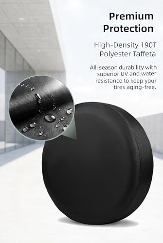 Spare Tire Cover, 31.49" Waterproof Dustproof Wheel Storage Bag with Carry Handle, Universal Portable Auto Wheel Protector, All Season Dustproof Tire Accessory (Black)