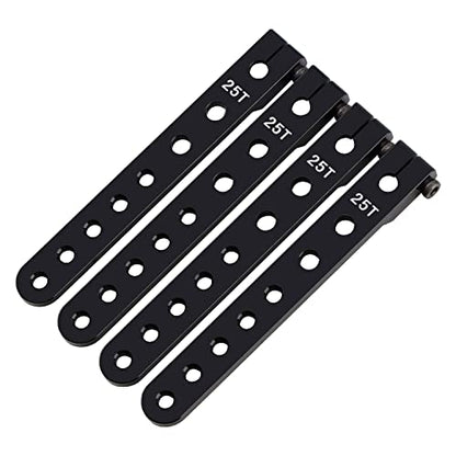 DJX 4PCS Aluminum 25T Servo Arm Horns for All 1:10 2WD/4WD ECX331007 RC Car (Black) - color: Black