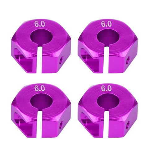 4 Pcs Universal Wheel Hex Hub Adapters,12mm Wheel Hex Mount with Pins and Screws,Wheel Hex Drive Adapters Hub RC Model Vehicle Accessory for RC Spare Part RC Car Upgrade Parts (6.0MM Purple) - size: 6.0MM purple