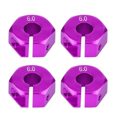 4 Pcs Universal Wheel Hex Hub Adapters,12mm Wheel Hex Mount with Pins and Screws,Wheel Hex Drive Adapters Hub RC Model Vehicle Accessory for RC Spare Part RC Car Upgrade Parts (6.0MM Purple) - size: 6.0MM purple