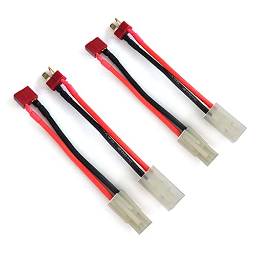 DEVMO 2 Pairs 14AWG Ta-Miya Style Connector to D-eans T Style Plug Cable Adapter Connector Compatible with RC ESC Speed Controller Lipo/NiMH Battery Charging