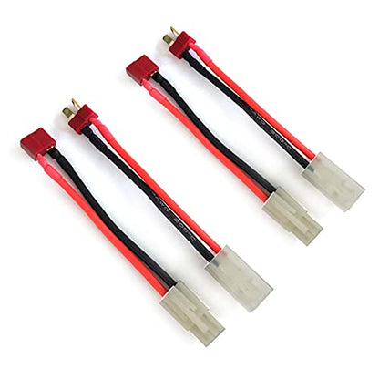 DEVMO 2 Pairs 14AWG Ta-Miya Style Connector to D-eans T Style Plug Cable Adapter Connector Compatible with RC ESC Speed Controller Lipo/NiMH Battery Charging