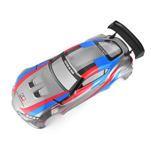 HSP RC Body Shell for HSP Redcat Exceed 1/10 Scale 4wd On Road Racing Drift RC Car with Stickers and Rear Wing Grey Blue Red