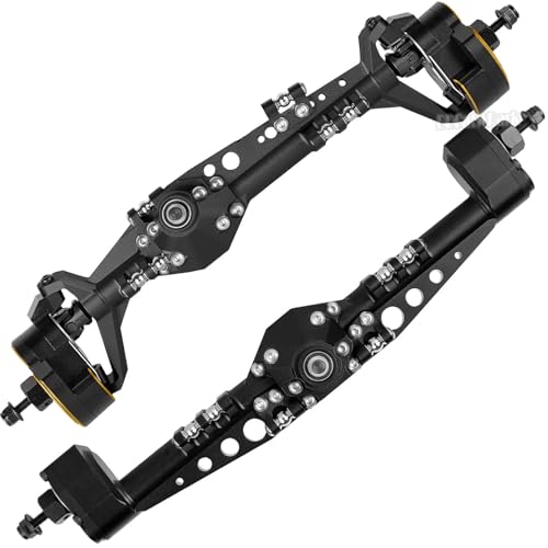 Front Rear Portal Axles Upgrades Part for 1/10 Capra 1.9 UTB 4X4,DIY SCX10 SCX10 II,RC Aluminum Alloy Front Rear Axle RC Crawler Car,1/10 Capra 1.9 UTB & SCX10,Black - color: Black - (Portal Axles)