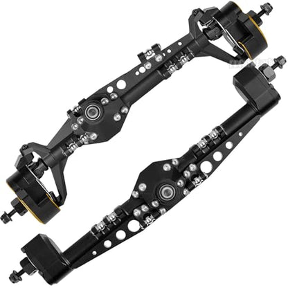 Front Rear Portal Axles Upgrades Part for 1/10 Capra 1.9 UTB 4X4,DIY SCX10 SCX10 II,RC Aluminum Alloy Front Rear Axle RC Crawler Car,1/10 Capra 1.9 UTB & SCX10,Black - color: Black - (Portal Axles)