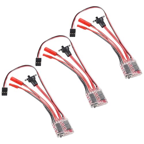 3PCS RC 20A Brushed ESC Motor Mini Speed Controller 2KHz Forward Reverse Brush Brake RC 2S for RC Car Boat Tank - color: 3PCS