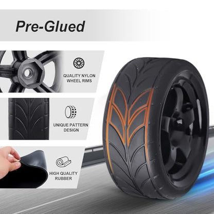 HobbyPark Glued 1/10 On-Road RC Touring Tires and Wheels Set for 1/18 Traxxas Latrax Teton 4 Tec 2.0 3.0 Tamiya TT02 TT01 Brushless (4-Pack) (Color D) - color: Color D
