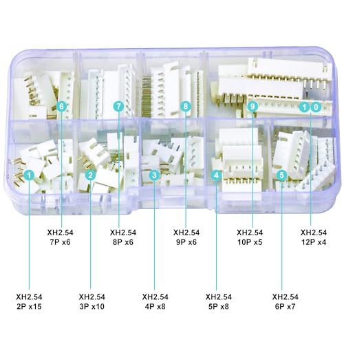 JST Connector Kit, XH2.5 DIP Header Jst 2.54mm Pitch IC Socket Plugs Adapter JST Connector Kit 75Pcs, JST-XH 2/3/4/5/6/7/8/9/10/12Pin DIP Header Through Hole Vertical Header (XH2.5-DIP-Ver) - size: JST-2.5MM-XH-DIP-Vertical Header