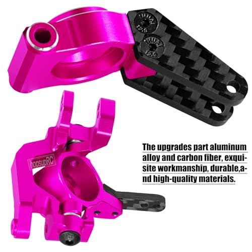 RC Carbon Fibre Aluminum Rear Hubs Front Steering Block Knuckles & C-Hubs Caster Blocks Upgrades Parts for 1/10 Senton/Granite 3S Blx & Mega 550,Vorteks 3S Blx,Big Rock 3s BLX.Pink - color: Pink(for 1/10)