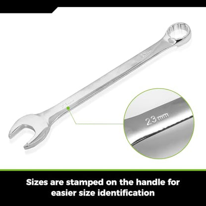 Der Erwachte 5Pc Metric Wrench Set, Large wrench set | 23mm,24mm,26mm,27mm,30mm, long big open end combination wrenches, roll-up storage pouch - size: 5 Piece Metric 23-30mm