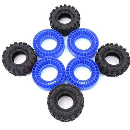 1.0" 57 * 25mm Muddy Swamp Tires & Silicone Rubber Inserts Combo(Blue) | Super Large Soft 1.0 Inch Tire,Blue Silicone Rubber Inserts, for TRX4M SCX24 1/18 1/24 RC Crawler Car Upgrade,Strong Grip - color: With Blue Sillicon Insert