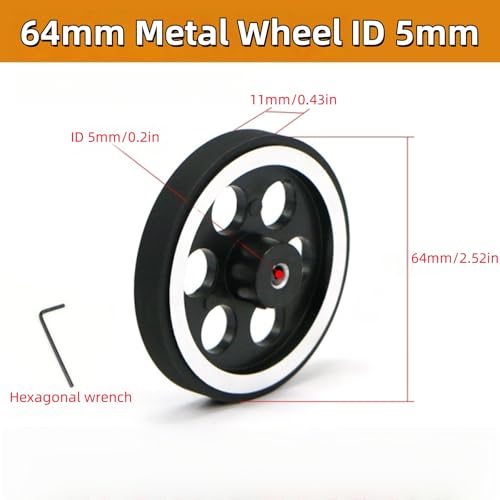 64mm Metal Drive Wheel Inner Dia 5mm Aluminum Master Wheels Rubber Tires for Smart Robot Chassis Car 1Pc - color: 5mm Inner Dia, size: 64mm Wheel Dia