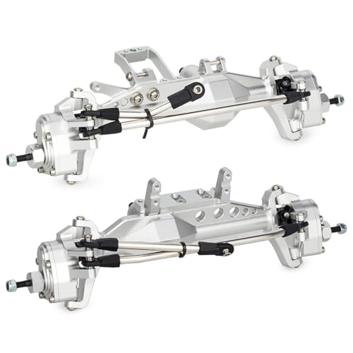 1/10 RC Portal Axles Set with BTA SOA Servo Mount CNC Aluminum One Piece Construction Offset Front Rear Completes Axle Set for Axial Capra 1.9 UTB LCG Cheater Rig 4WS DIY Upgrades (Silver) - color: Silver