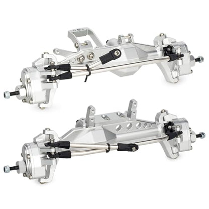 1/10 RC Portal Axles Set with BTA SOA Servo Mount CNC Aluminum One Piece Construction Offset Front Rear Completes Axle Set for Axial Capra 1.9 UTB LCG Cheater Rig 4WS DIY Upgrades (Silver) - color: Silver