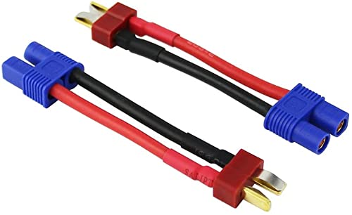 4pcs RC LiPo Battery Connector Adapter Compatible with EC3 to T Male Female Connectors ESC Charger with 5cm 14awg Wire(2 Pairs)