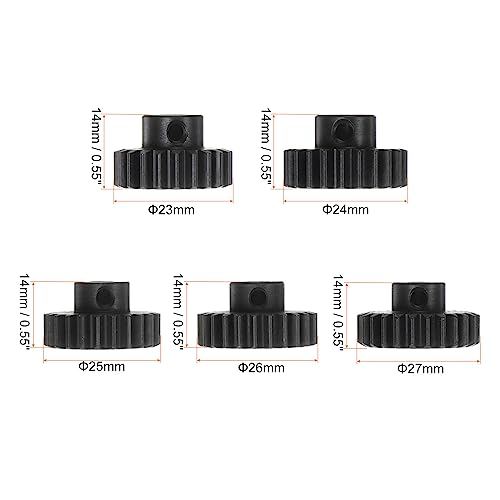 HARFINGTON Mod 1 M1 Pinion Motor Gear Set 5pcs 21T 22T 23T 24T 25T Fit 5mm RC Motor Shaft M1 Pitch Gears for RC Car, with Hex Key - style: 21T 22T 23T 24T 25T