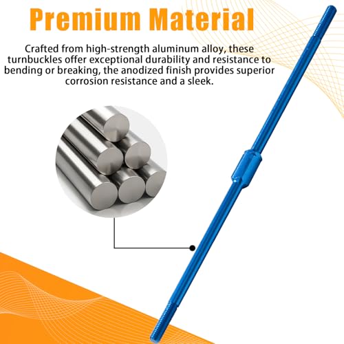 3x106mm Aluminum Alloy Turnbuckle Shaft with M3 Threads, Push Rod Tie Rod Linkage Replacement for #54756, Compatible with 1/10 Tamiya RC Crawlers Trucks On/Off-Road Buggy Upgrade (Blue) - style: 1pcs-106mm #54756
