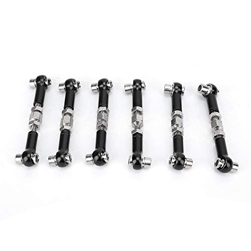 RC Servo Links, Adjustable Tie Rods Steering Linkage Set for 1/10 1/12 Scale RC Cars, Trucks, Buggies Compatible (Black)