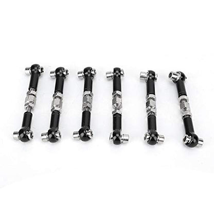 RC Servo Links, Adjustable Tie Rods Steering Linkage Set for 1/10 1/12 Scale RC Cars, Trucks, Buggies Compatible (Black)