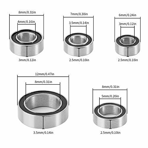 INJORA Steel Sealed Bearing Kit for TRX4M 1/18 RC Crawler, 22PCS (Black) (Pack of 2) - size: 8x12x3.5mm (Pack of 2)