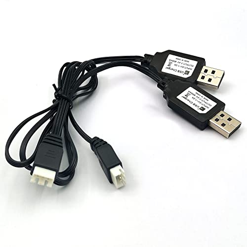 DEVMO 2pcs USB Charger Cable 1A with XH-3P Connector Compatible with Hosim Q903 Q905 Axial SCX10 2S 7.4V LiPo Battery RC Car Rock Crawler FPV Drone Quadcopter