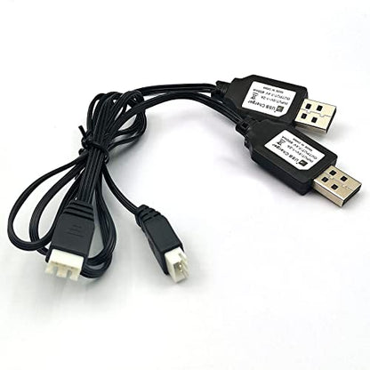DEVMO 2pcs USB Charger Cable 1A with XH-3P Connector Compatible with Hosim Q903 Q905 Axial SCX10 2S 7.4V LiPo Battery RC Car Rock Crawler FPV Drone Quadcopter