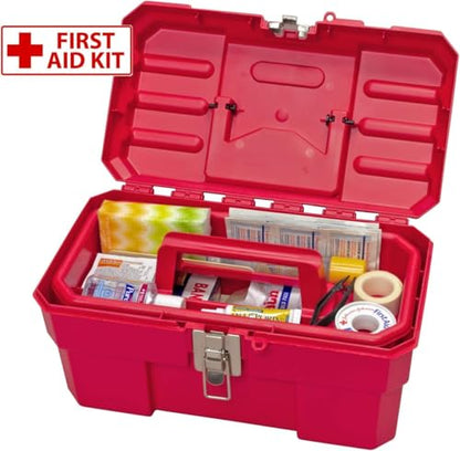 Akro-Mils 14-Inch Plastic Toolbox with Removable Tray, Steel Latch & Padlock Eye, Heavy Duty Tool Box for Tools, Crafts, First Aid & Hobby Supplies, 14" x 8" x 8", Made in USA, 6-Pack, Red (09514) - color: Red, size: 6-Pack