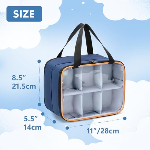LUXJA Double Layer Toy Car Storage Bag Compatible with Hot Wheels, Blue | PVC Carrying Case for 1:64 Monster Jam Trucks, Holds Up to 14 Collectible Toy Cars