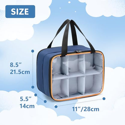 LUXJA Double Layer Toy Car Storage Bag Compatible with Hot Wheels, Blue | PVC Carrying Case for 1:64 Monster Jam Trucks, Holds Up to 14 Collectible Toy Cars