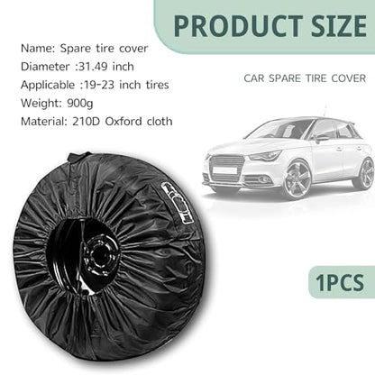 1 PC Car Tire Protector, Car Spare Tire Cover, Spare Tire Storage Bag, Universal for Most Cars (Black #31.49")